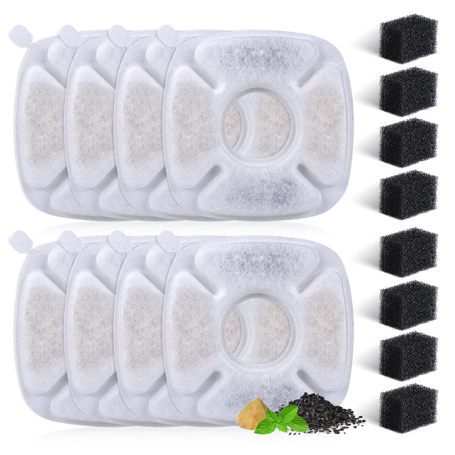 BFLICROY replacement filters 8-pack keep fountain water clean for pets.