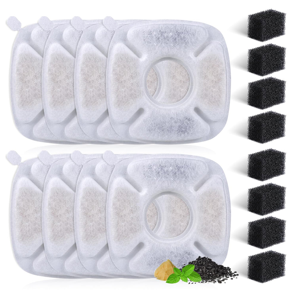 BFLICROY replacement filters 8-pack keep fountain water clean for pets.