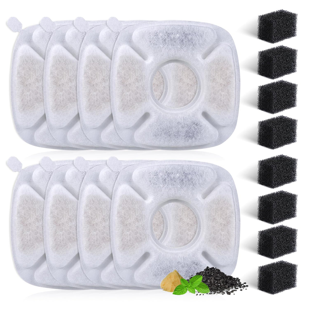 BFLICROY replacement filters 8-pack keep fountain water clean for pets.