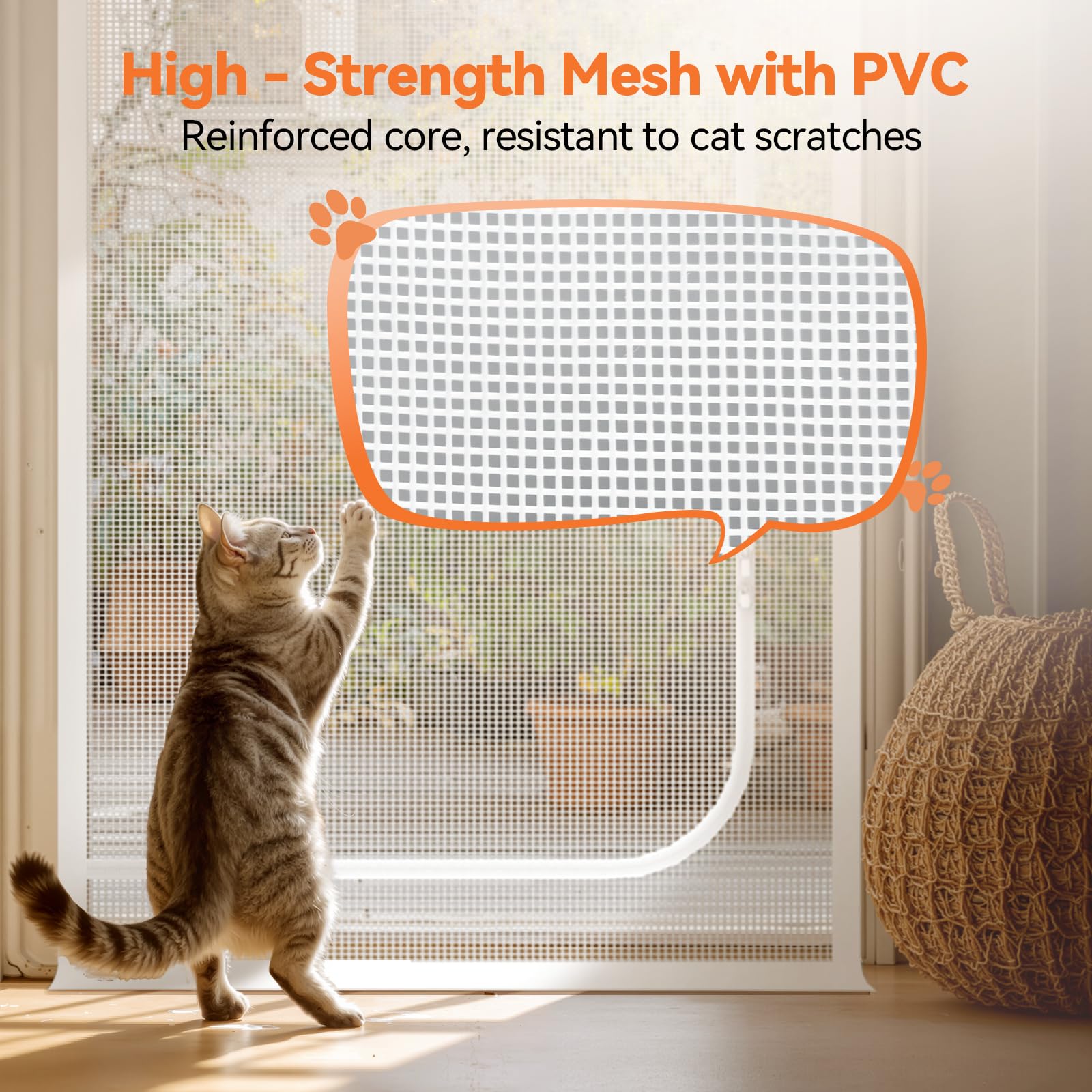 BFNN Cat Screen Door durable rubberized mesh closeup resists wear