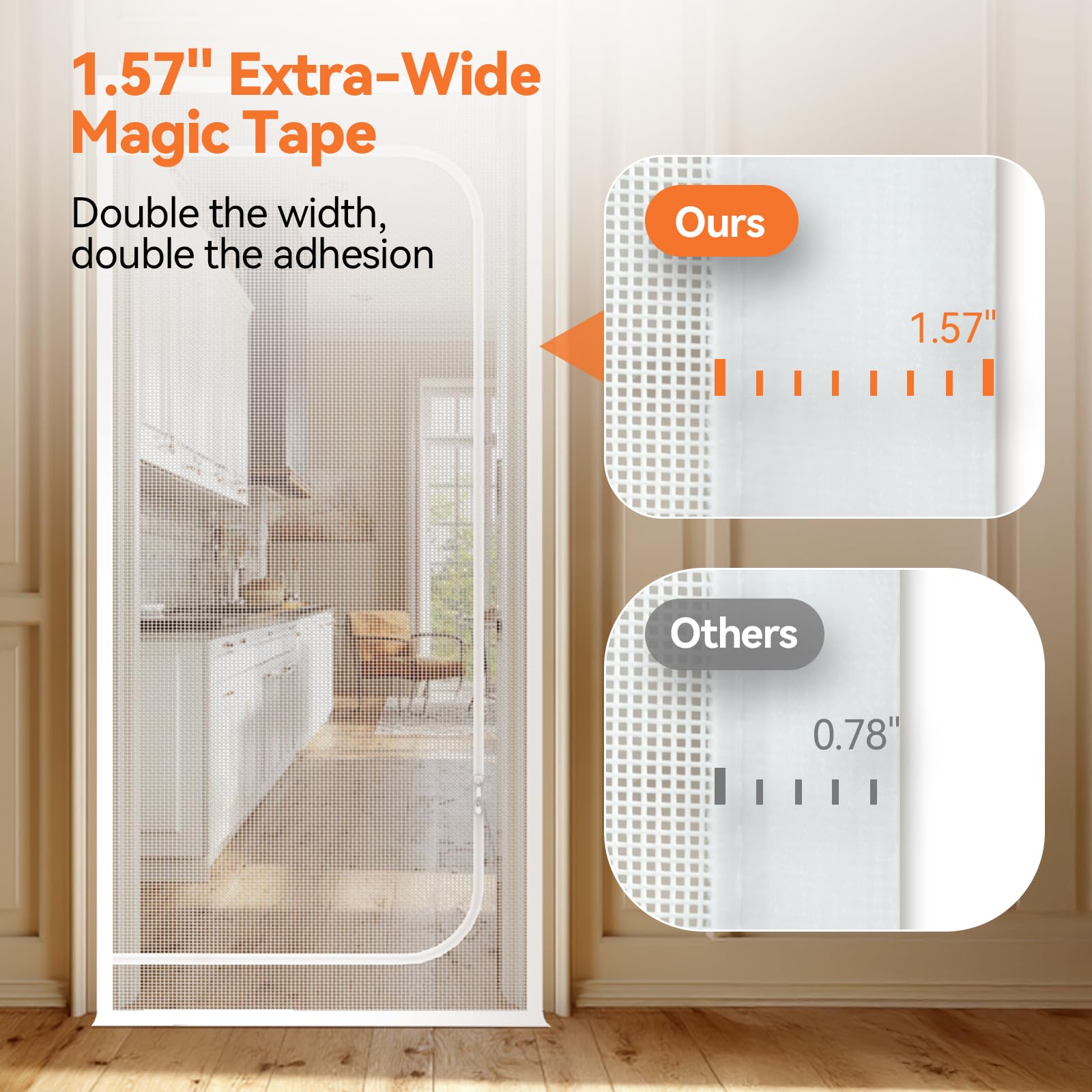 BFNN Cat Screen Door easy install removable Velcro for tool-free setup