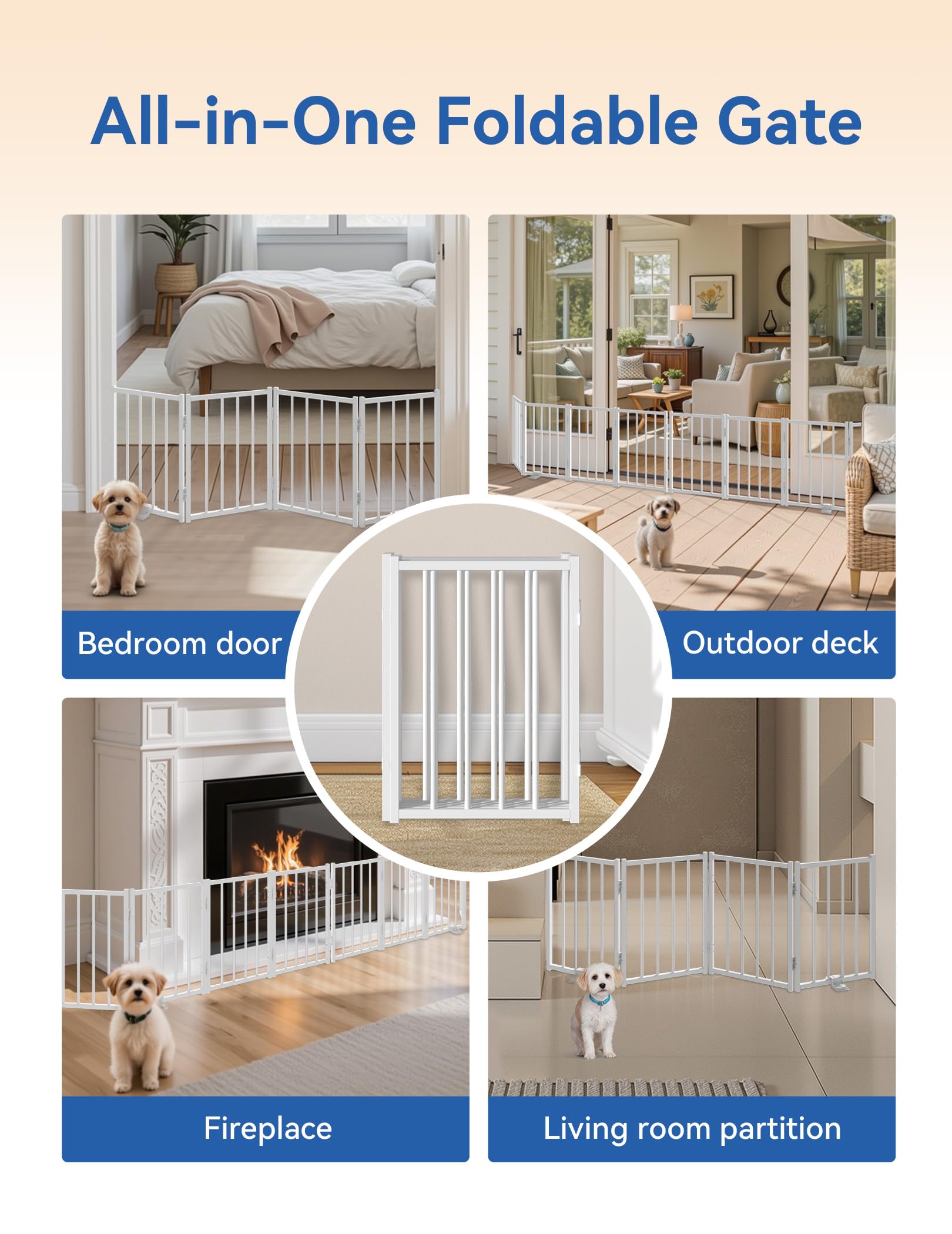 BFNN indoor-outdoor usable white gate blends with home decor.
