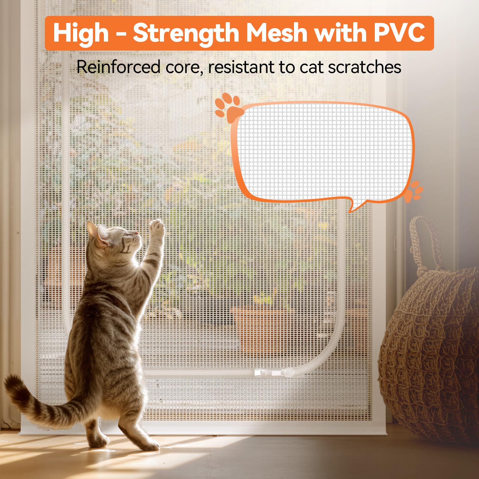 BFNN extra tall cat gate mesh closeup showing durability