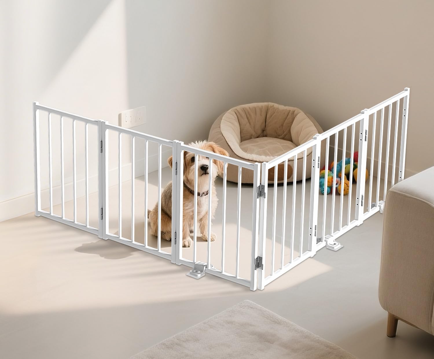 BFNN indoor outdoor-use dog gate suitable for stairs and doorways.