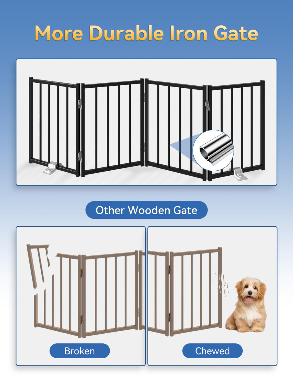 BFNN Metal Short Dog Gate spanning a wide opening up to 96 inches for doorway safety