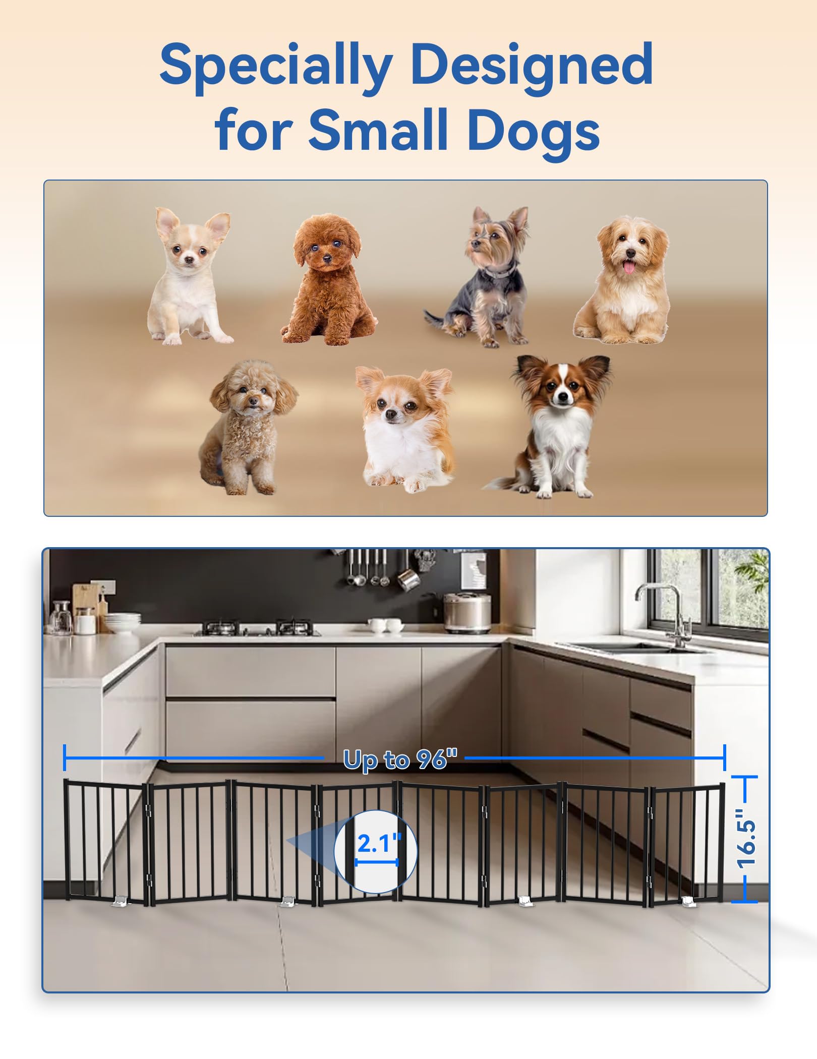 BFNN Metal Short Dog Gate folded flat for compact storage