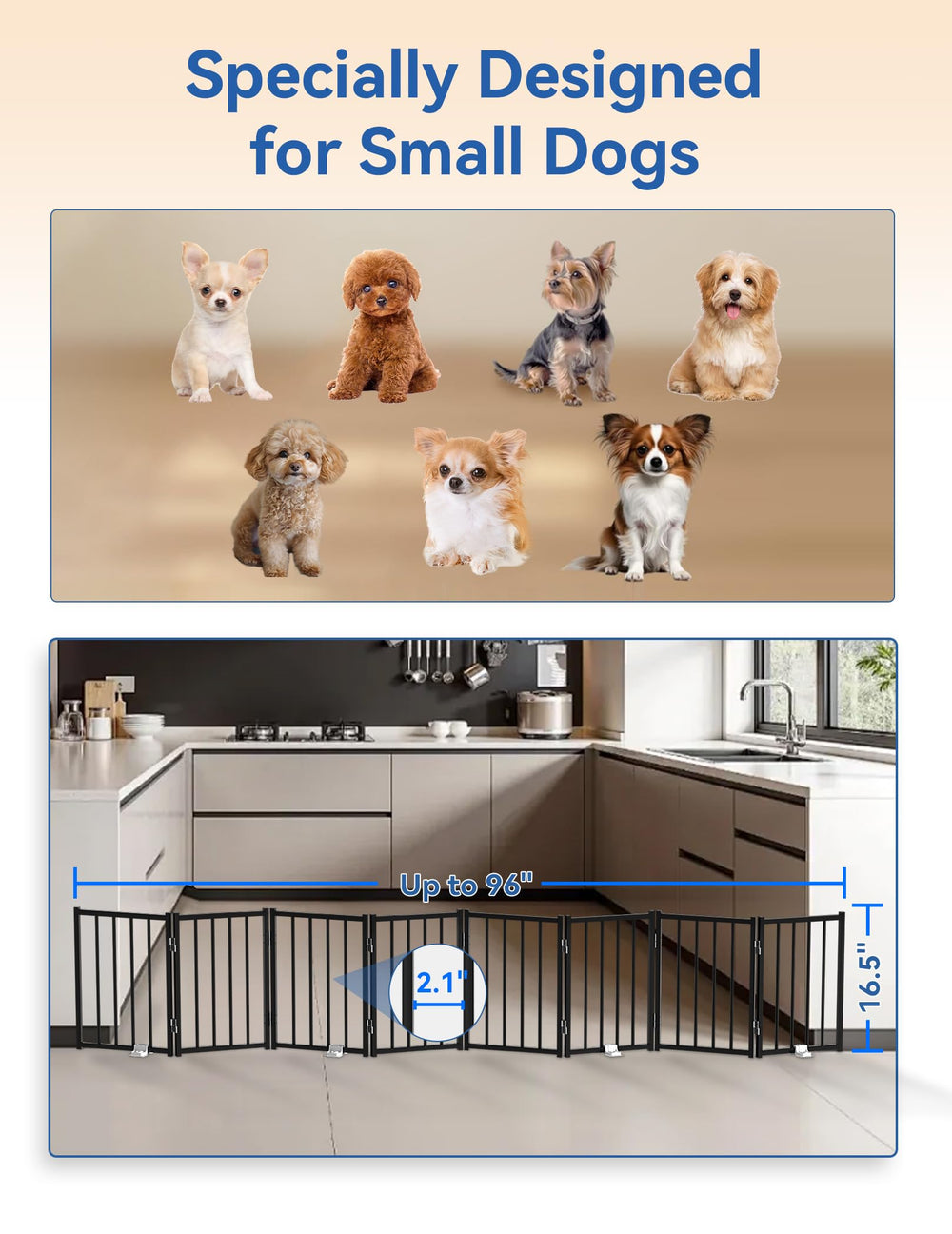 BFNN Metal Short Dog Gate folded flat for compact storage