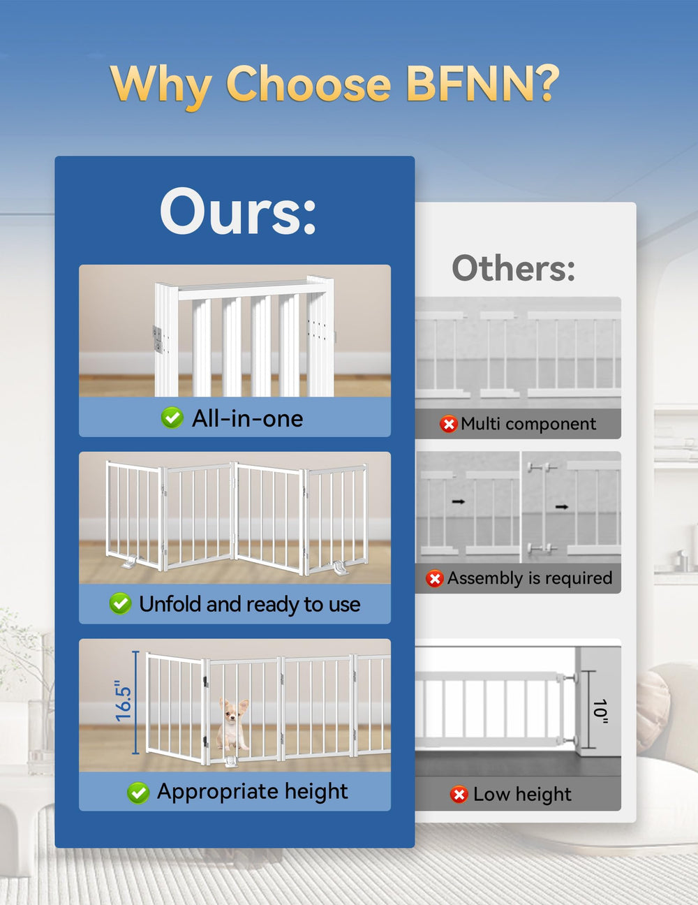 BFNN tools-free setup, no drilling when placing across hall