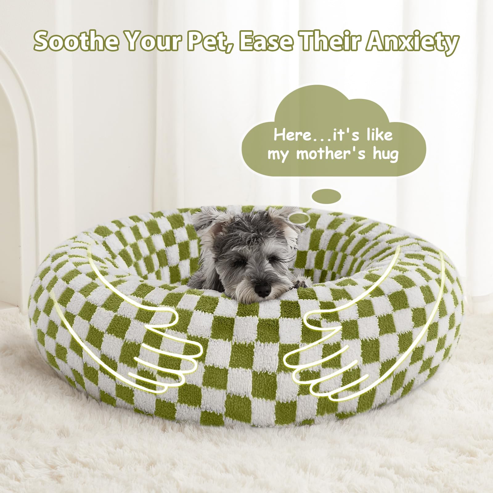 BFPETHOME donut dog bed puppy and kitten use for snug sleep.