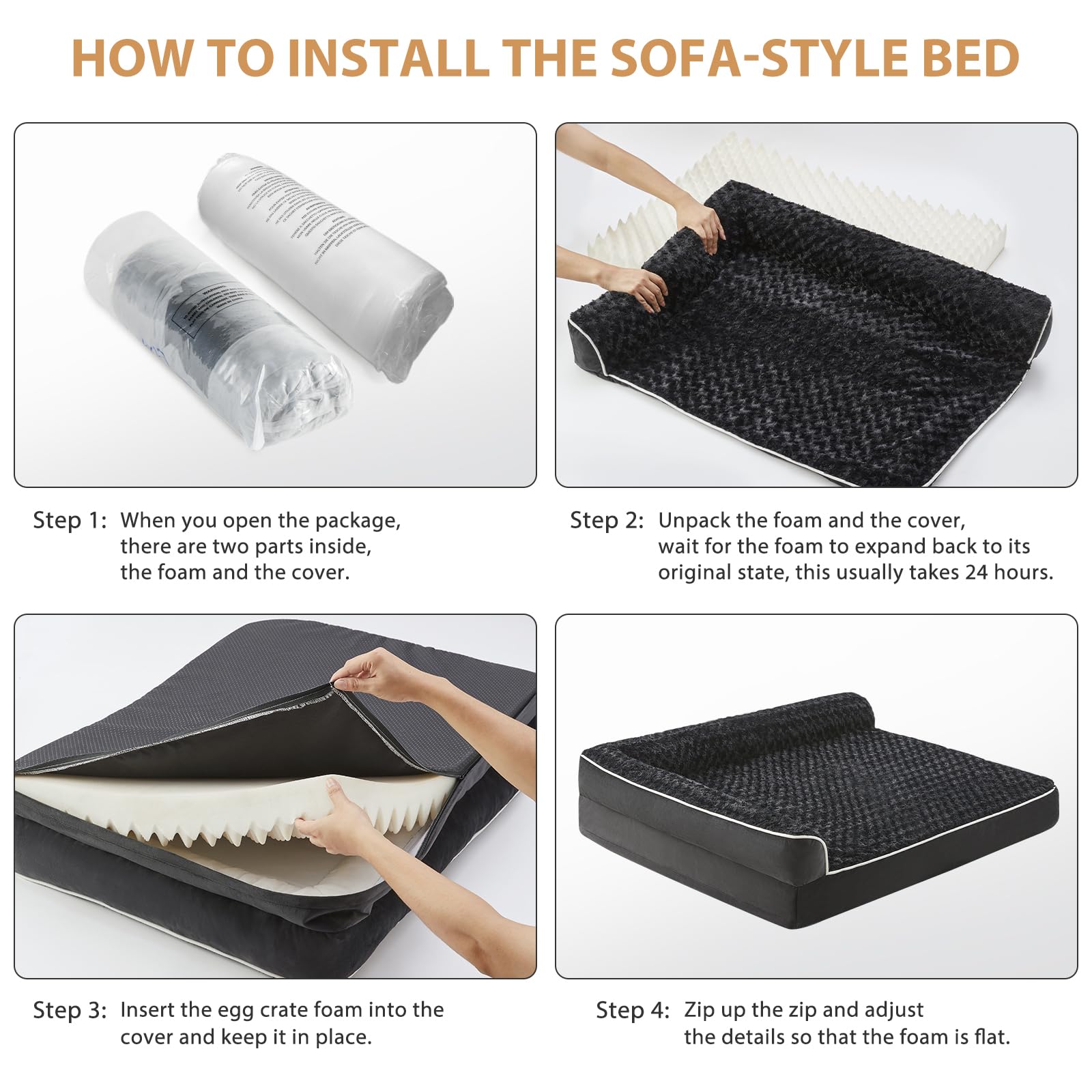 BFPETHOME XL orthopedic bed 42x30x7.5 fits large dogs for ample lounging