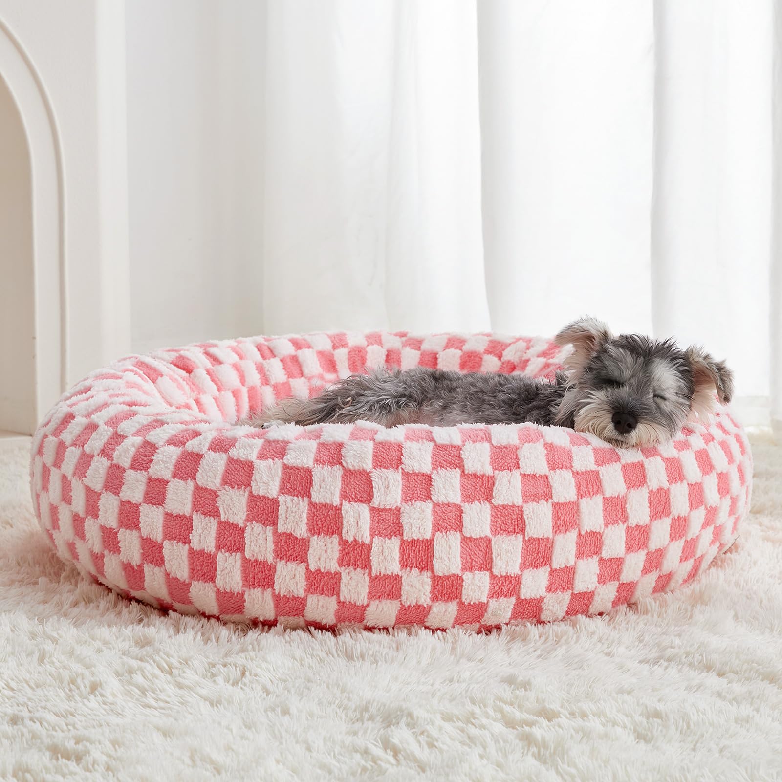 BFPETHOME Donut Dog Bed with support ensures comfortable resting for small dogs.