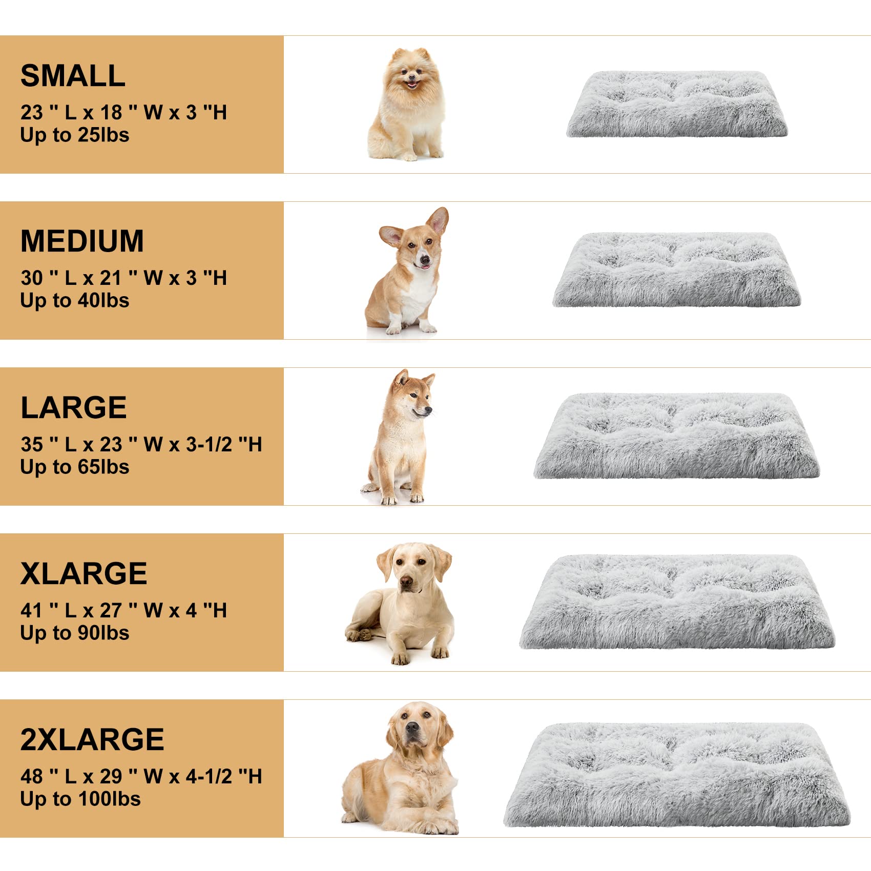 BFPETHOME large crate bed 41x27 fits dogs up to 90 lbs for spacious naps