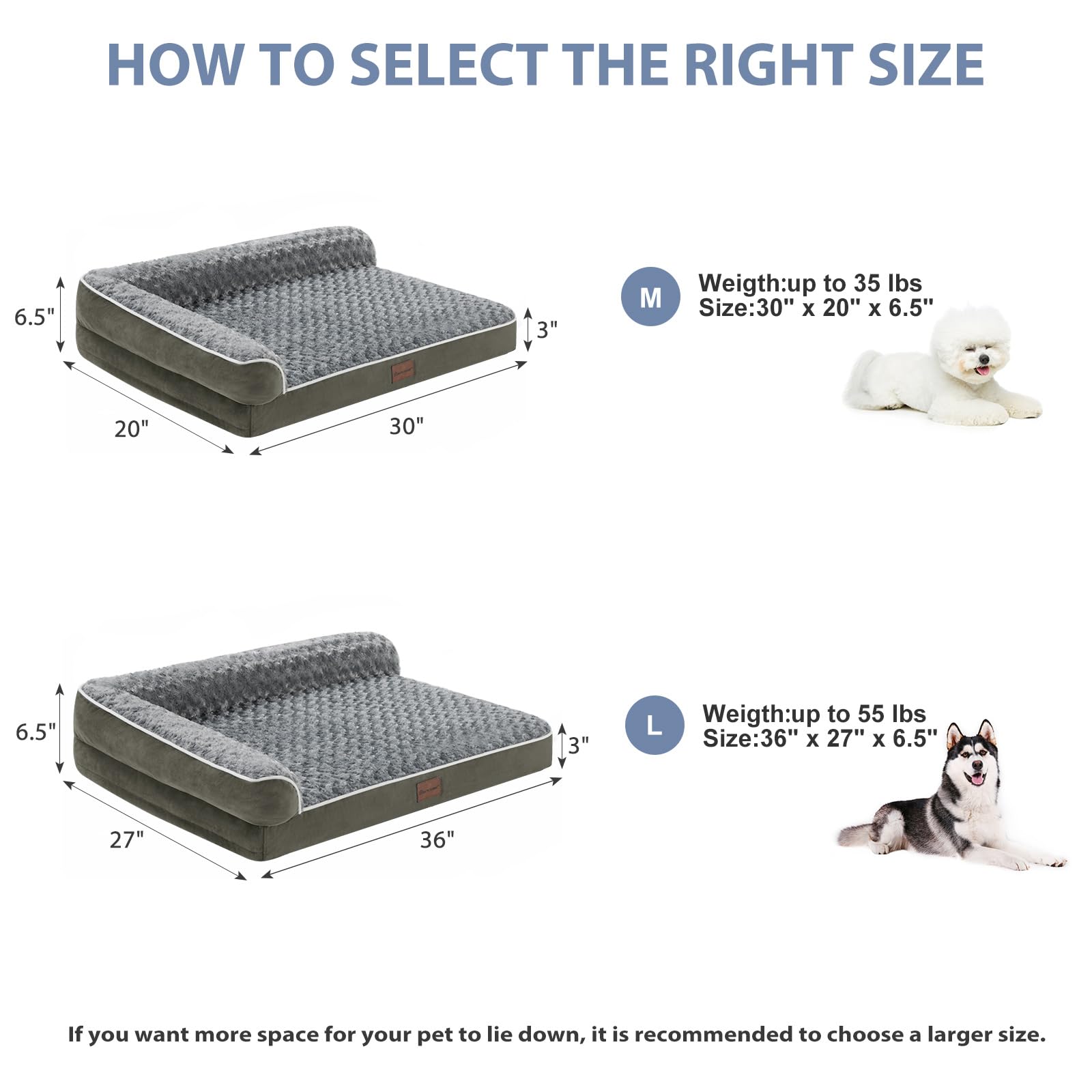 BFPETHOME large dog bed measures 36 by 27 inches for roomy lounging