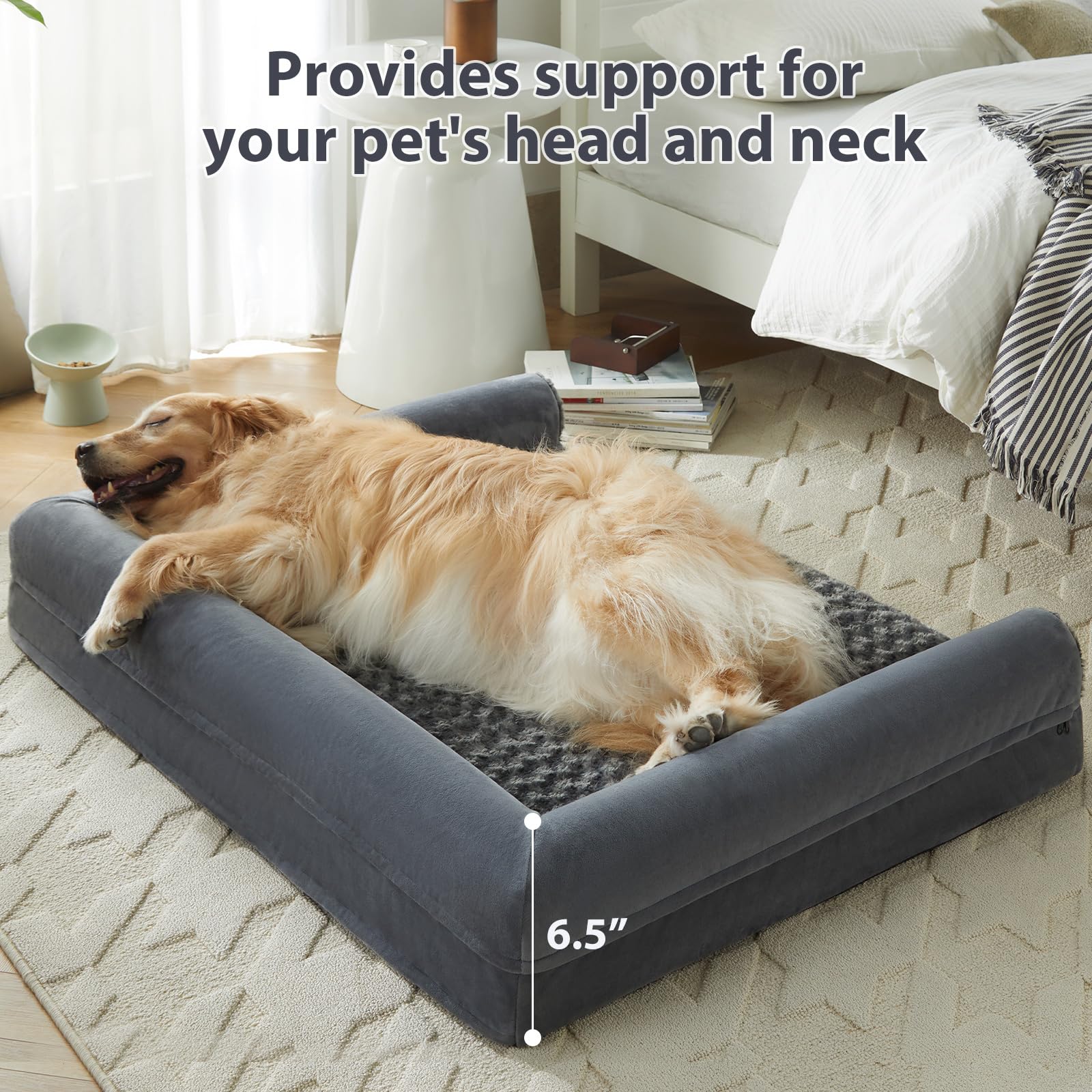 BFPETHOME large dog bed spacious frame ideal for medium to large dogs.