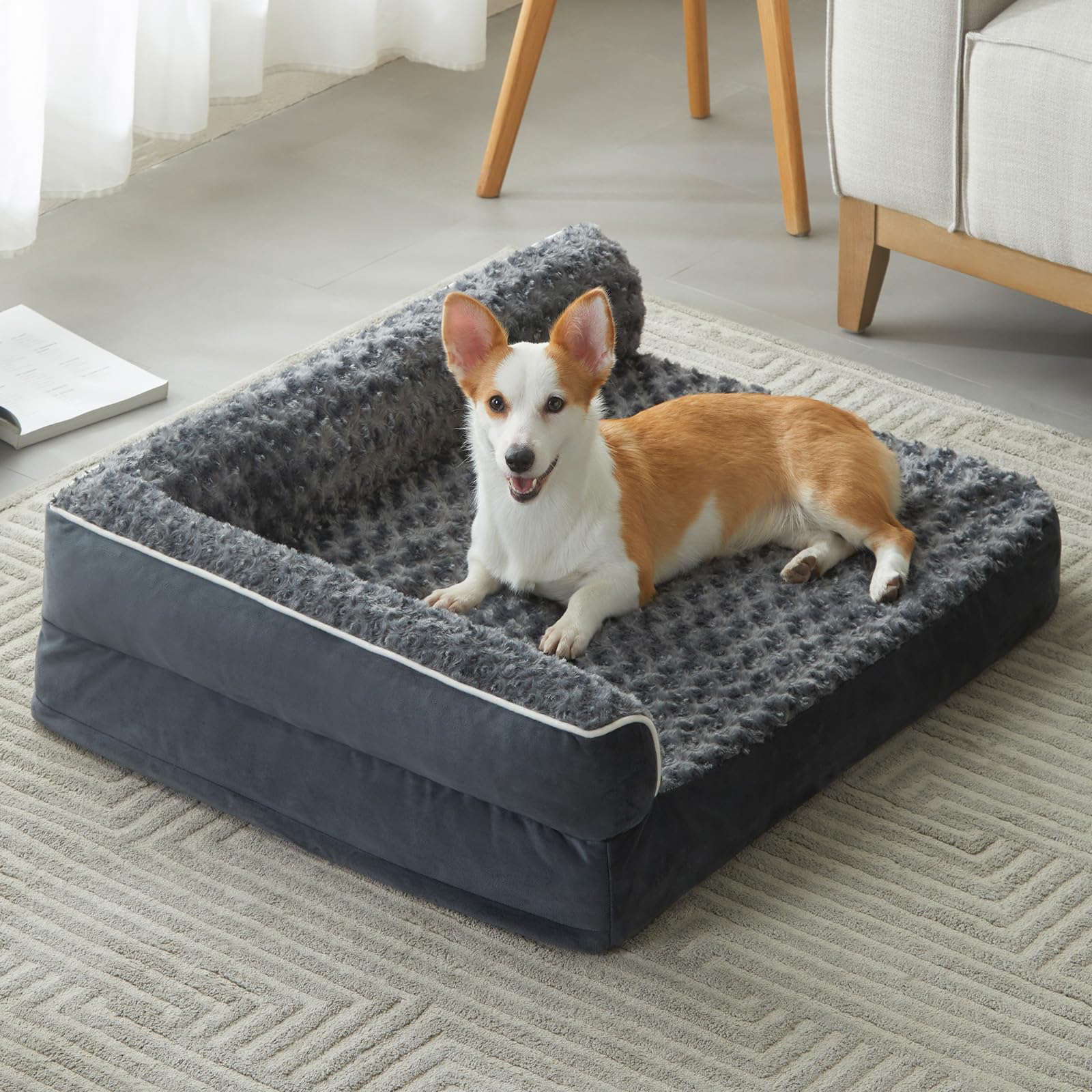 BFPETHOME orthopedic dog bed with large foam supports joints for aging dogs