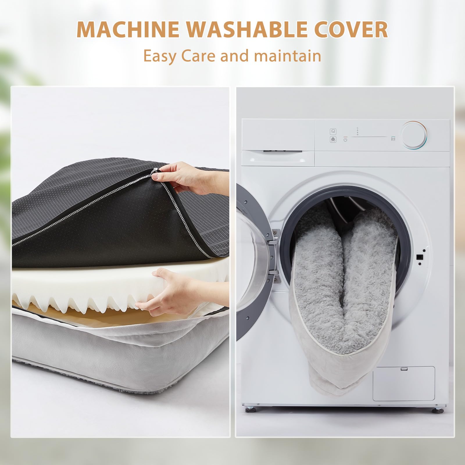 BFPETHOME orthopedic dog bed removable cover simplifies washing and maintenance.
