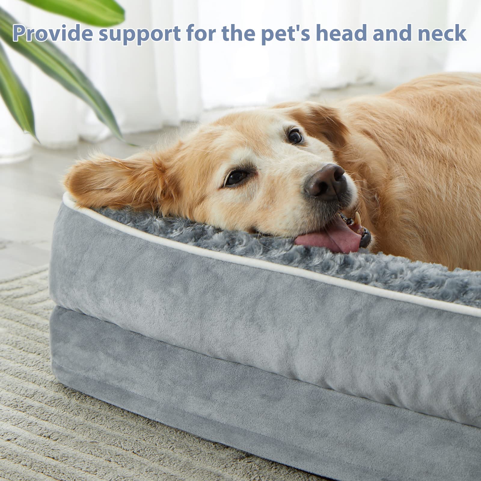BFPETHOME orthopedic dog bed side sleep view highlights neck support