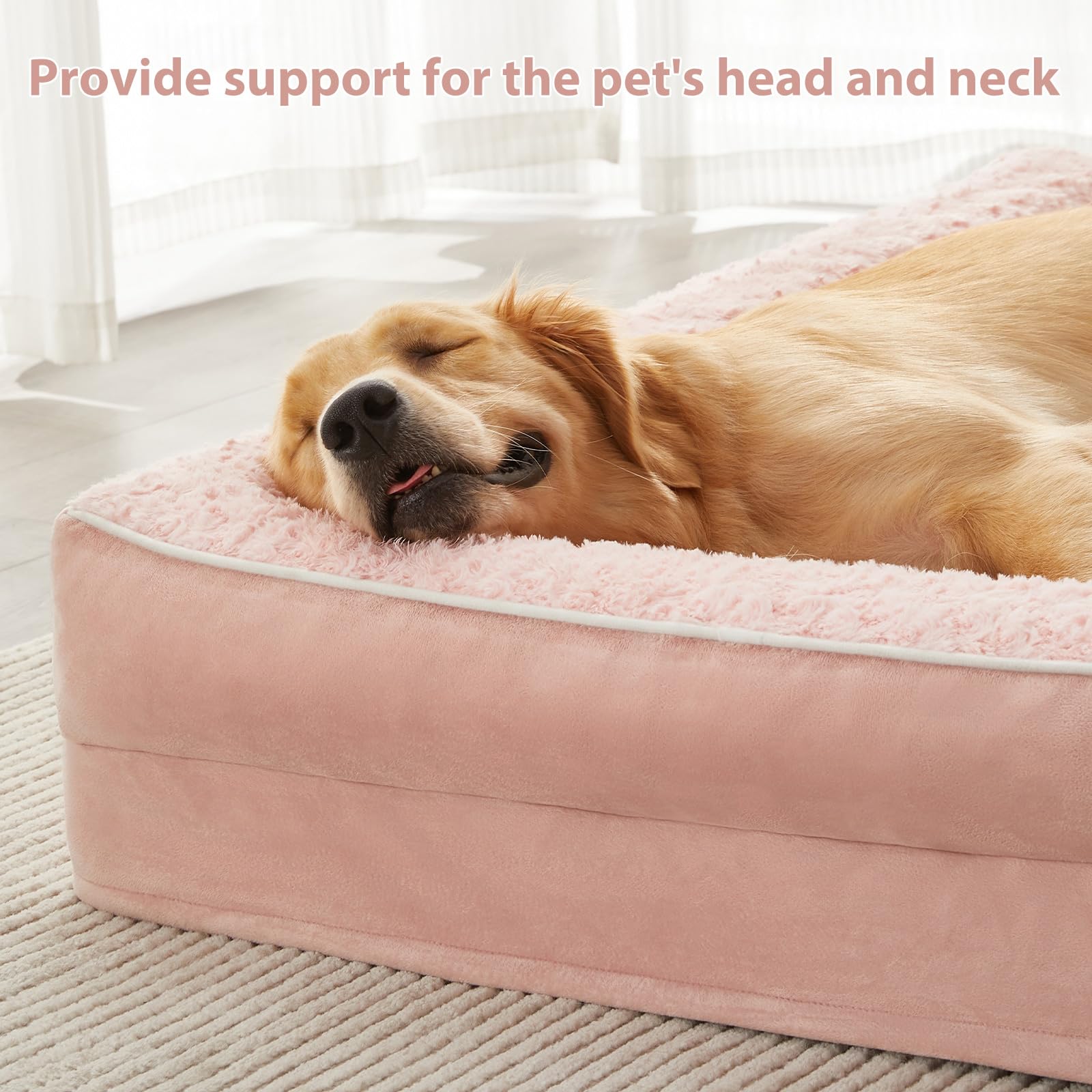 BFPETHOME orthopedic dog bed with waterproof lining protects foam from spills