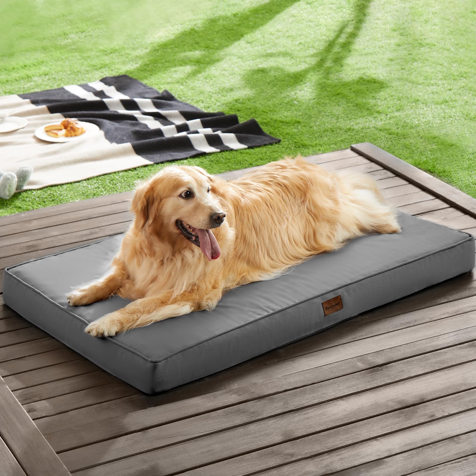 BFPETHOME outdoor dog bed with egg-crate foam supports joints for comfy naps.