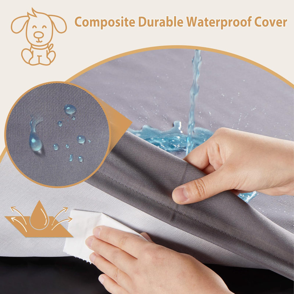 BFPETHOME outdoor dog bed waterproof cover closeup highlights easy cleaning.