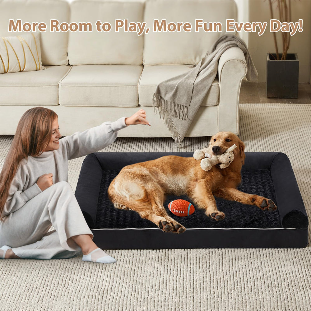 BFPETHOME U-shaped dog bed with three bolsters for neck support