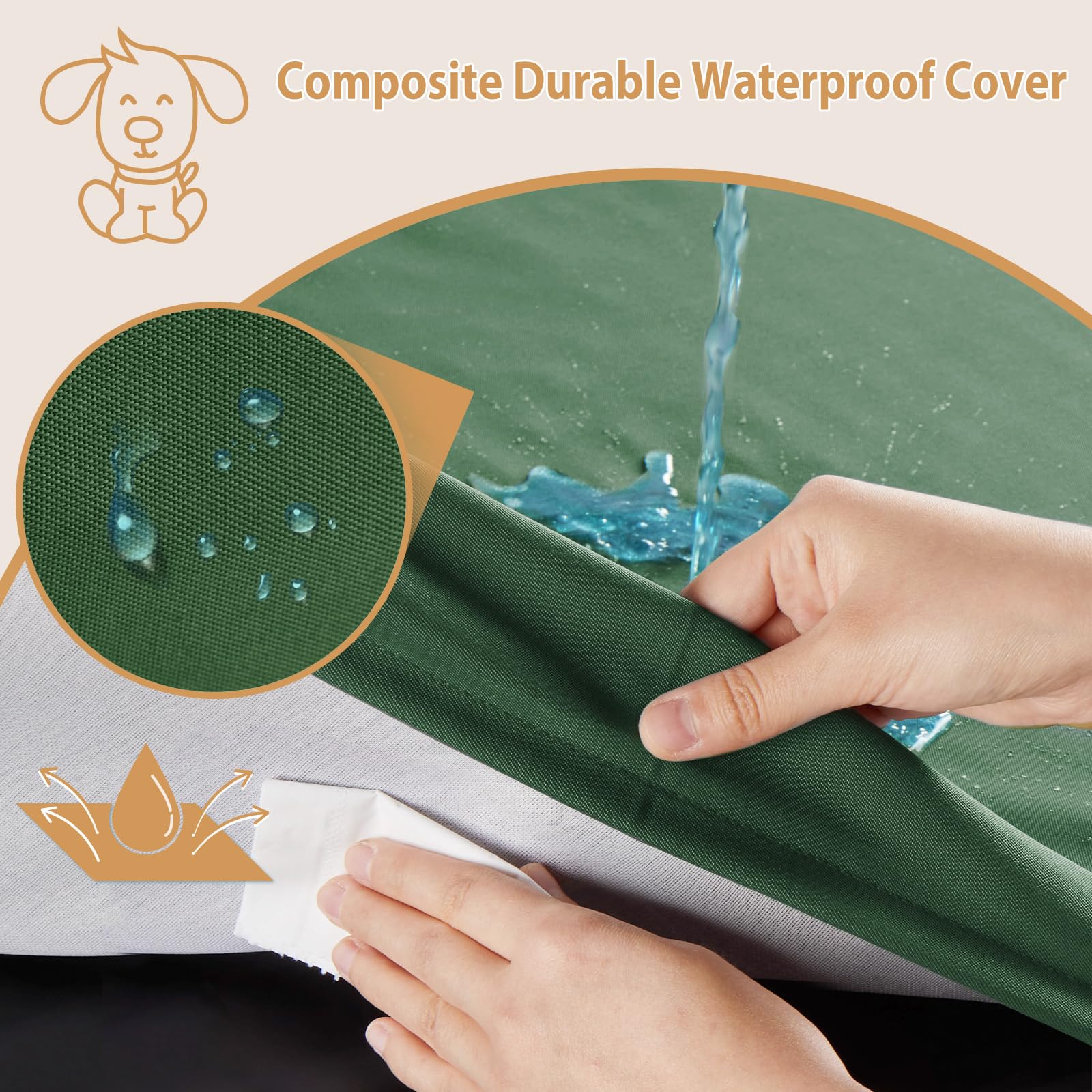 BFPETHOME waterproof cover being unzipped for machine washing.