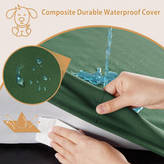BFPETHOME waterproof cover being unzipped for machine washing.