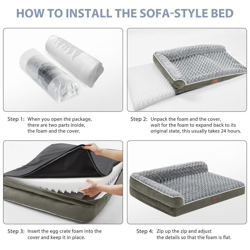 BFPETHOME XL dog bed dimensions show ample space for large breeds up to 80 lbs.