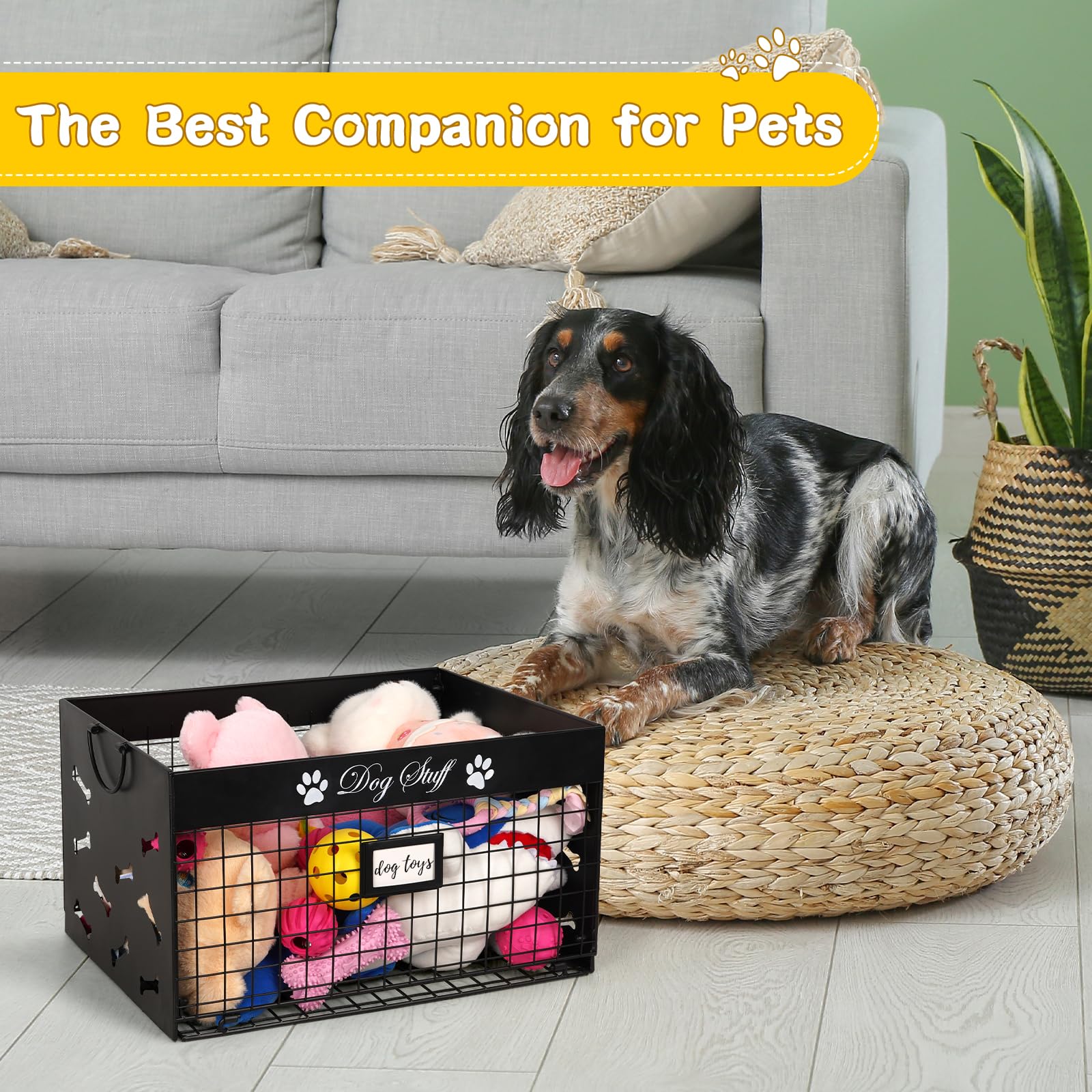 Bfttlity metal dog toy bin durable construction for long-term use