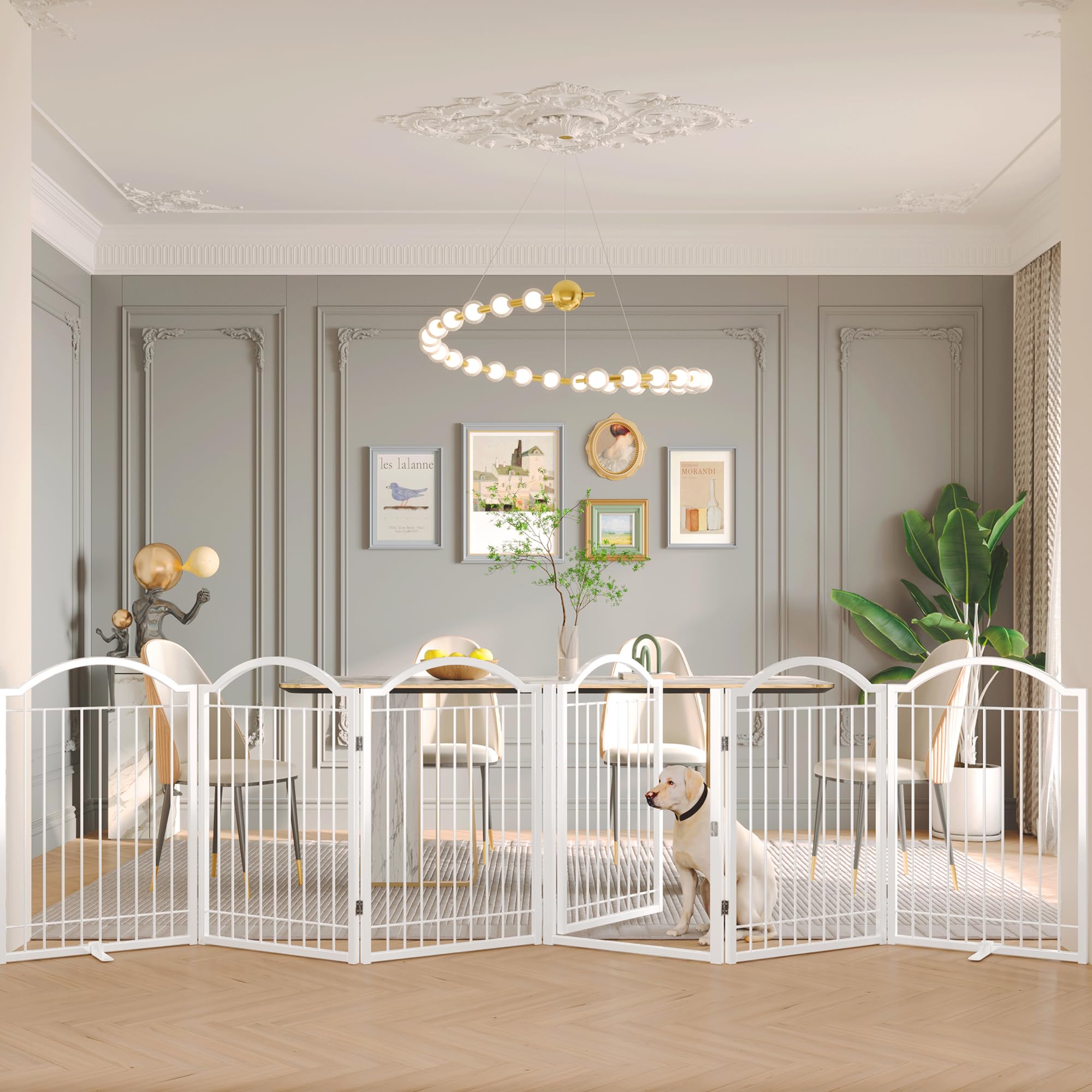 BHG Metal No-Assembly Dog Gate wide 144-inch span for room-wide separation