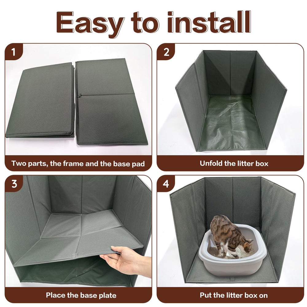 Bhyhok cat litter-box removable mat with bottom panel for easy litter removal