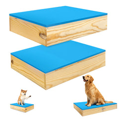 Bhyhok two-piece dog training platform connectable for flexible agility layouts.