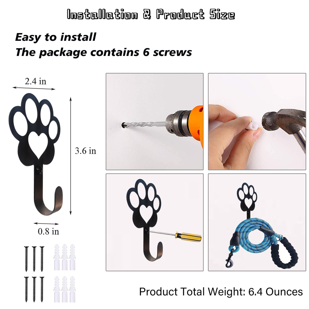 BiaGift dog paw hooks closeup pack captures sleek weathered metal design.