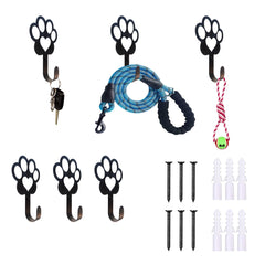 BiaGift dog paw leash holder wall mount displays six hooks for organized leash storage.