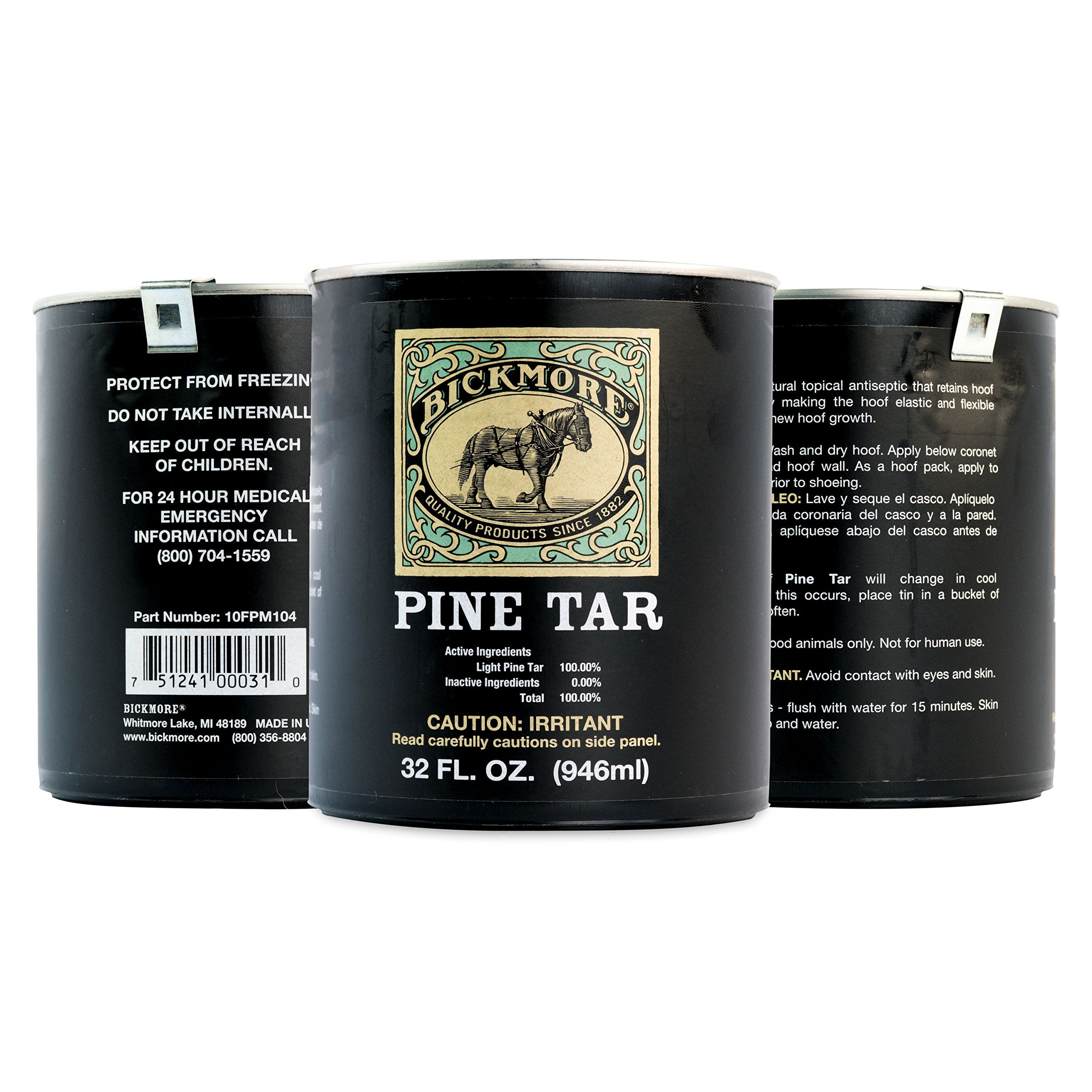Bickmore Pine Tar antiseptic action visible on hoof surface.