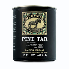 Bickmore Pine Tar hoof-care image showing quarter cracks and moisture retention benefits.