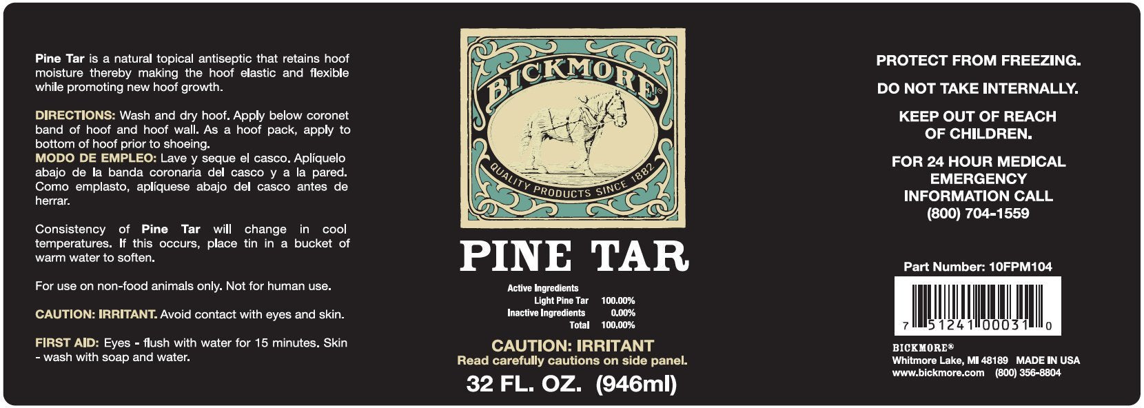 Bickmore Pine Tar hoof care treatment applied to a horse hoof.