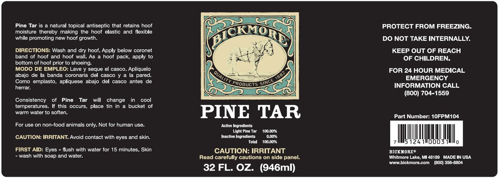 Bickmore Pine Tar hoof care treatment applied to a horse hoof.