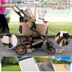 Bicystar Pet Stroller 360-degree wheels close-up for easy steering and tracking