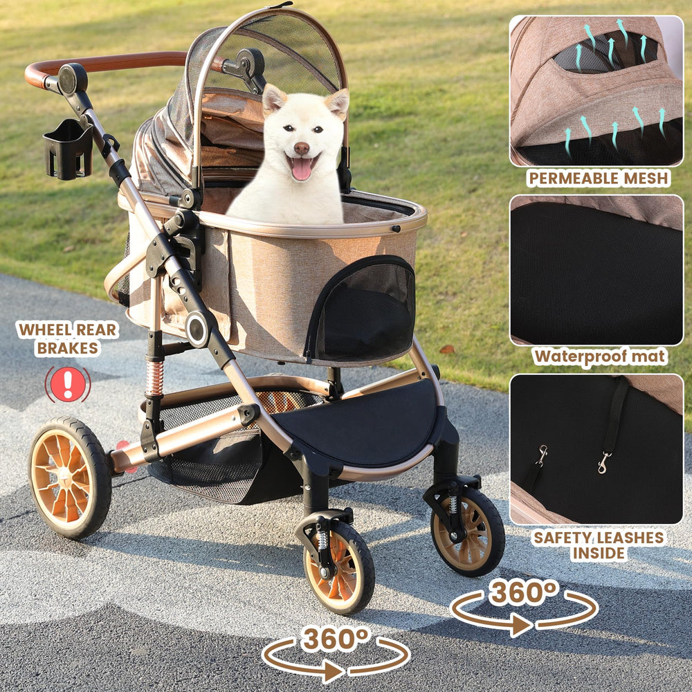 Bicystar Pet Stroller detachable carrier demonstrates quick car-seat style travel
