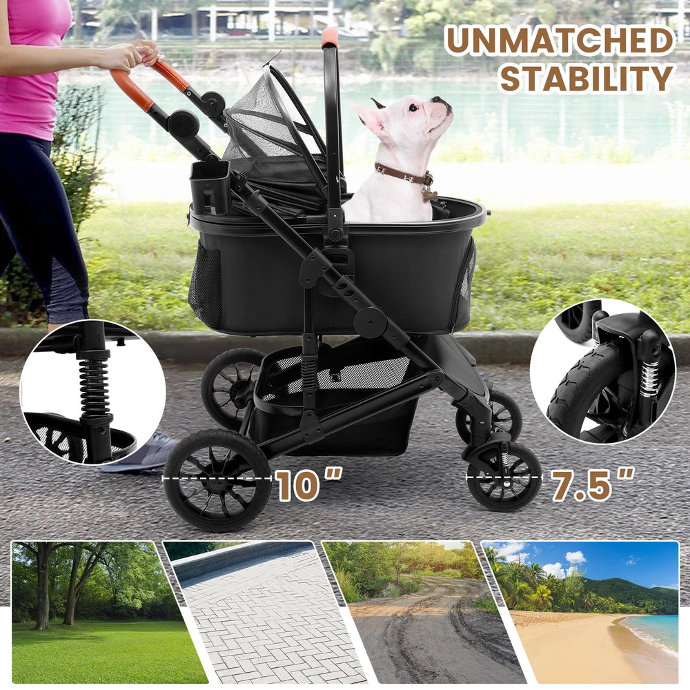 Bicystar pet stroller with detachable carrier enables easy car-seat style trips