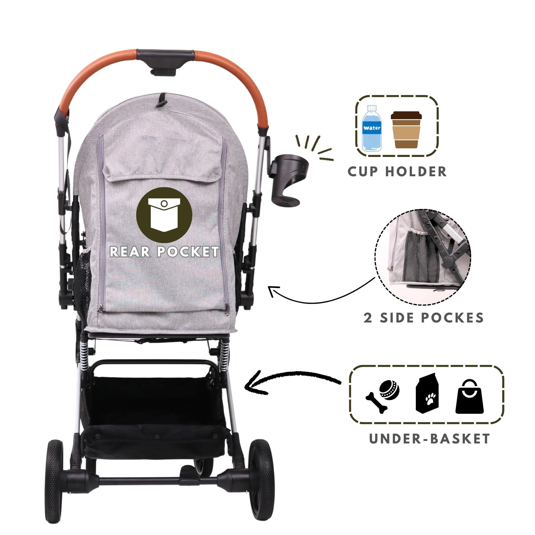 Bicystar Pet Stroller folded compact ready for car trips and storage.