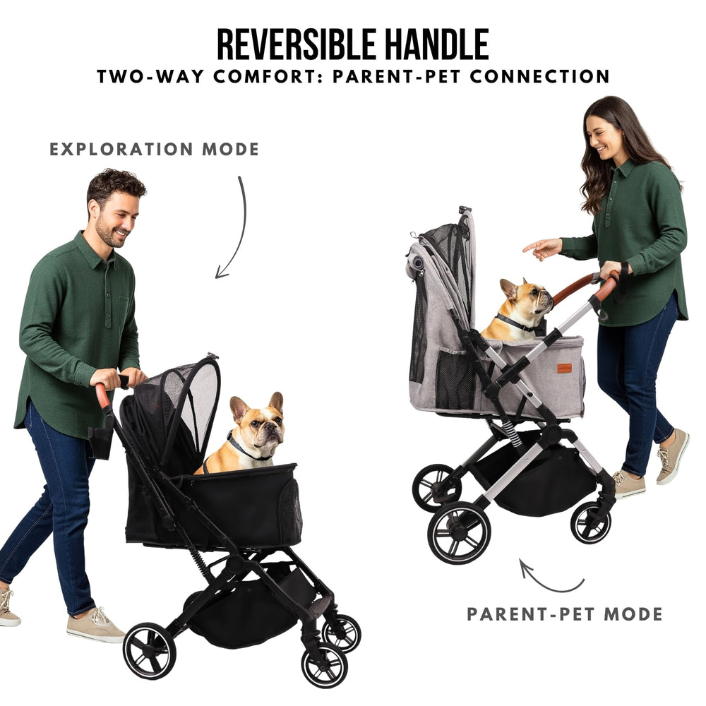 Bicystar Pet Stroller interior shows spacious compartment for one medium dog up to 45 lbs.