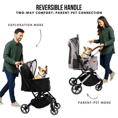 Bicystar Pet Stroller interior shows spacious compartment for one medium dog up to 45 lbs.