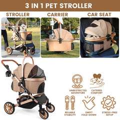 Bicystar Pet Stroller rubber wheels side view highlights smooth pavement riding