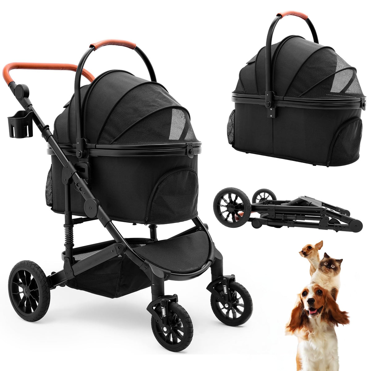Bicystar pet stroller with rubber wheels delivers a smooth ride for medium dogs on daily walks