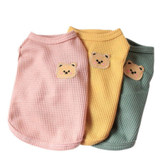 BIECWIAY cotton dog shirt yellow close-up for breathable summer comfort