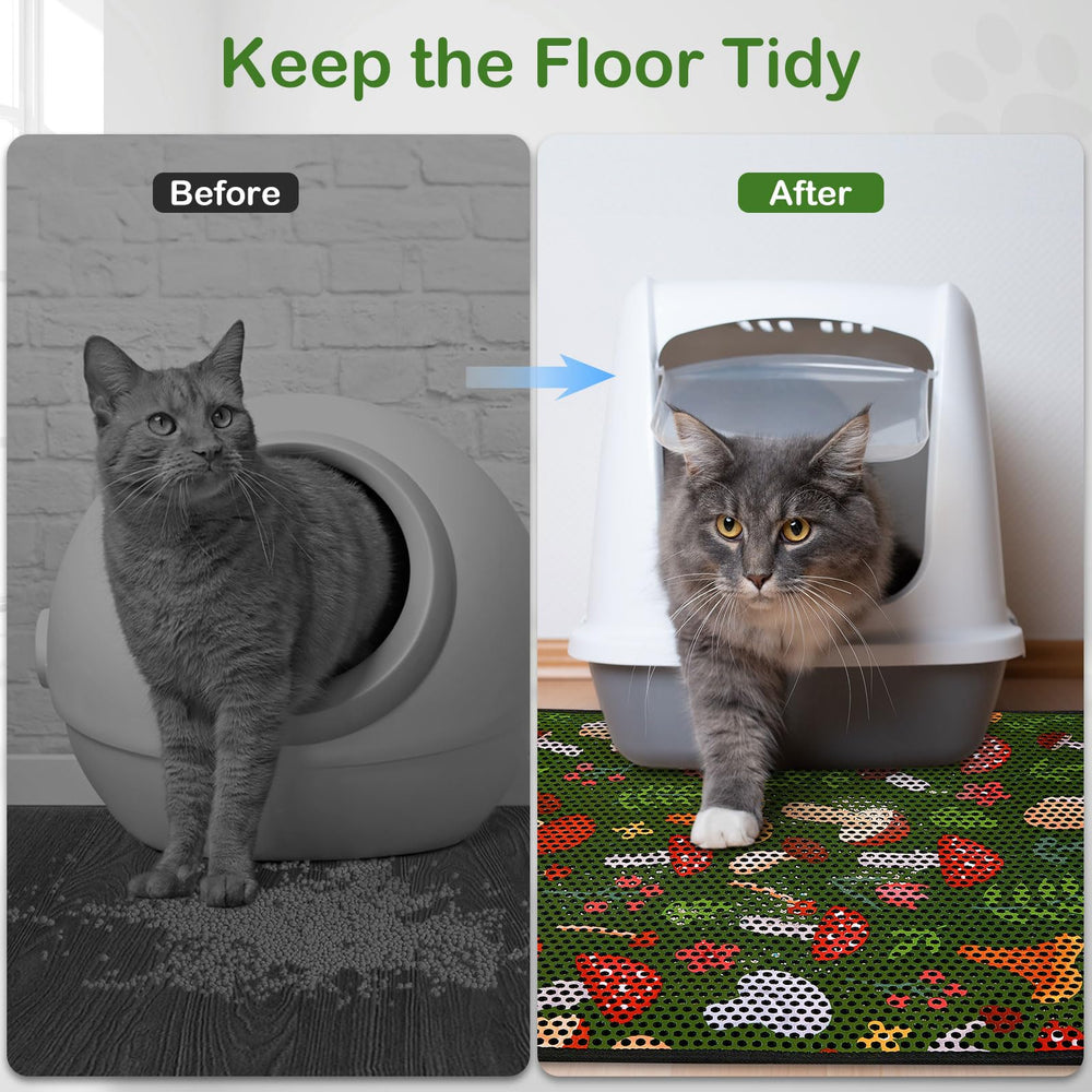 Bienbee Cat Litter Mat double-layer close-up shows durable litter-trapping surface.