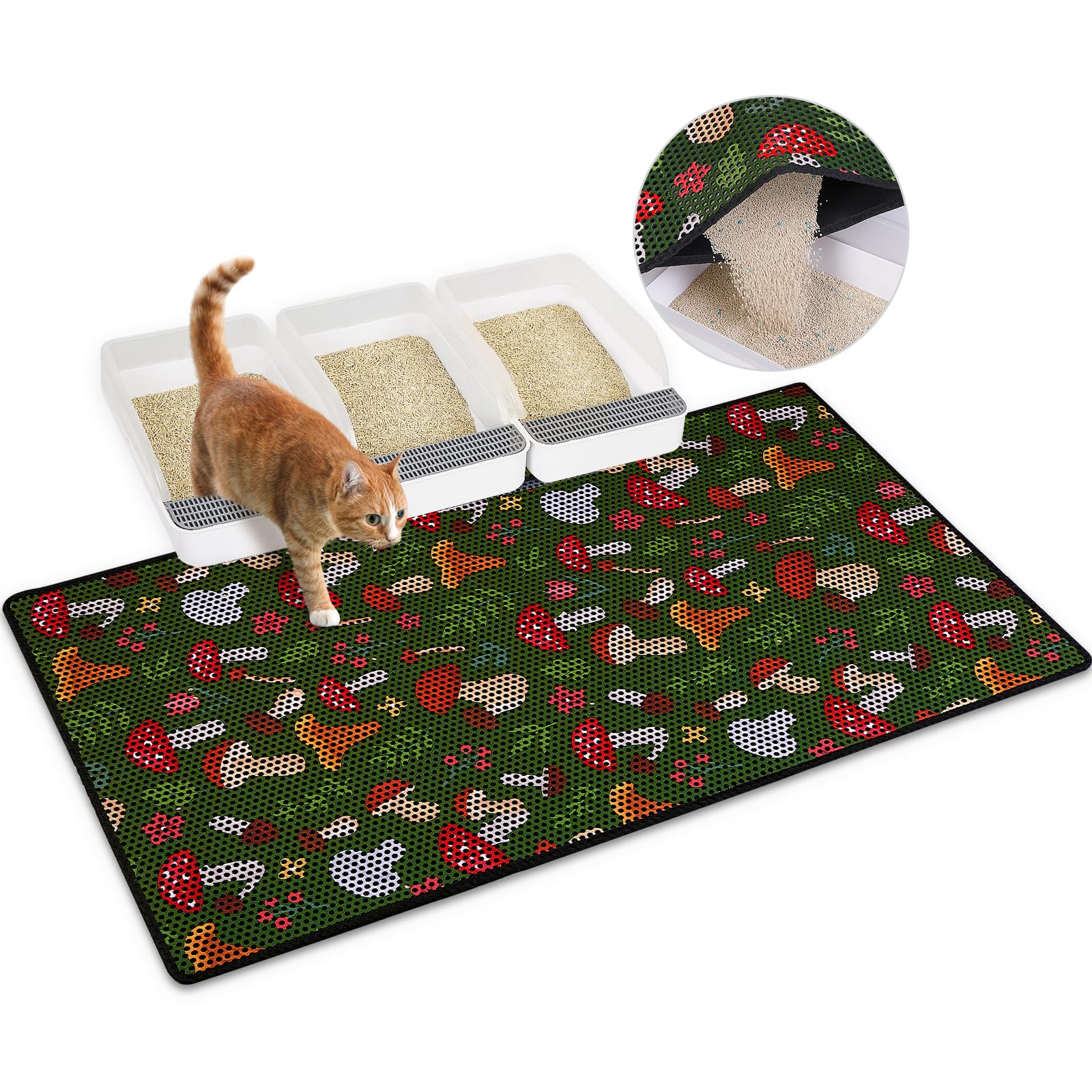 Bienbee Cat Litter Mat 46x27 front view reduces tracking and keeps floors tidy.