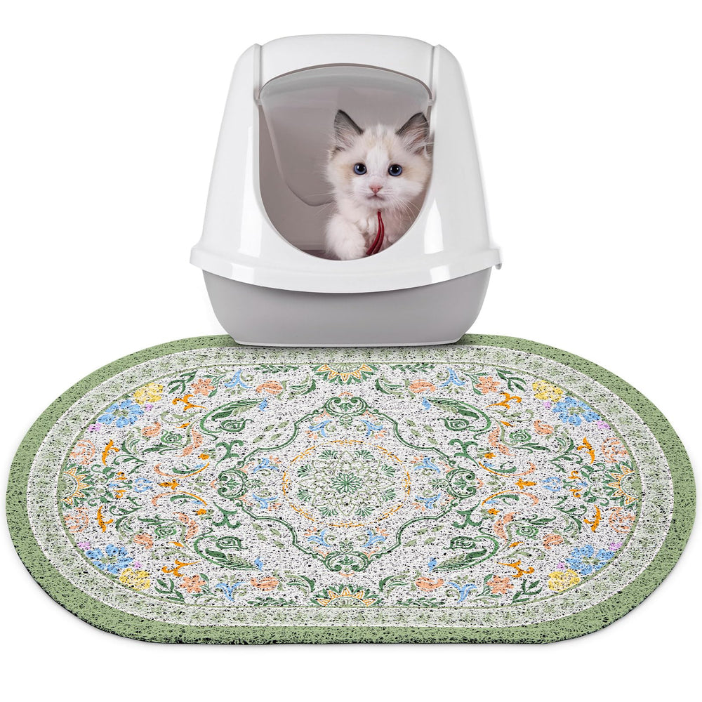 Bienbee cat litter mat front view shows wide surface catching litter for cleaner floors